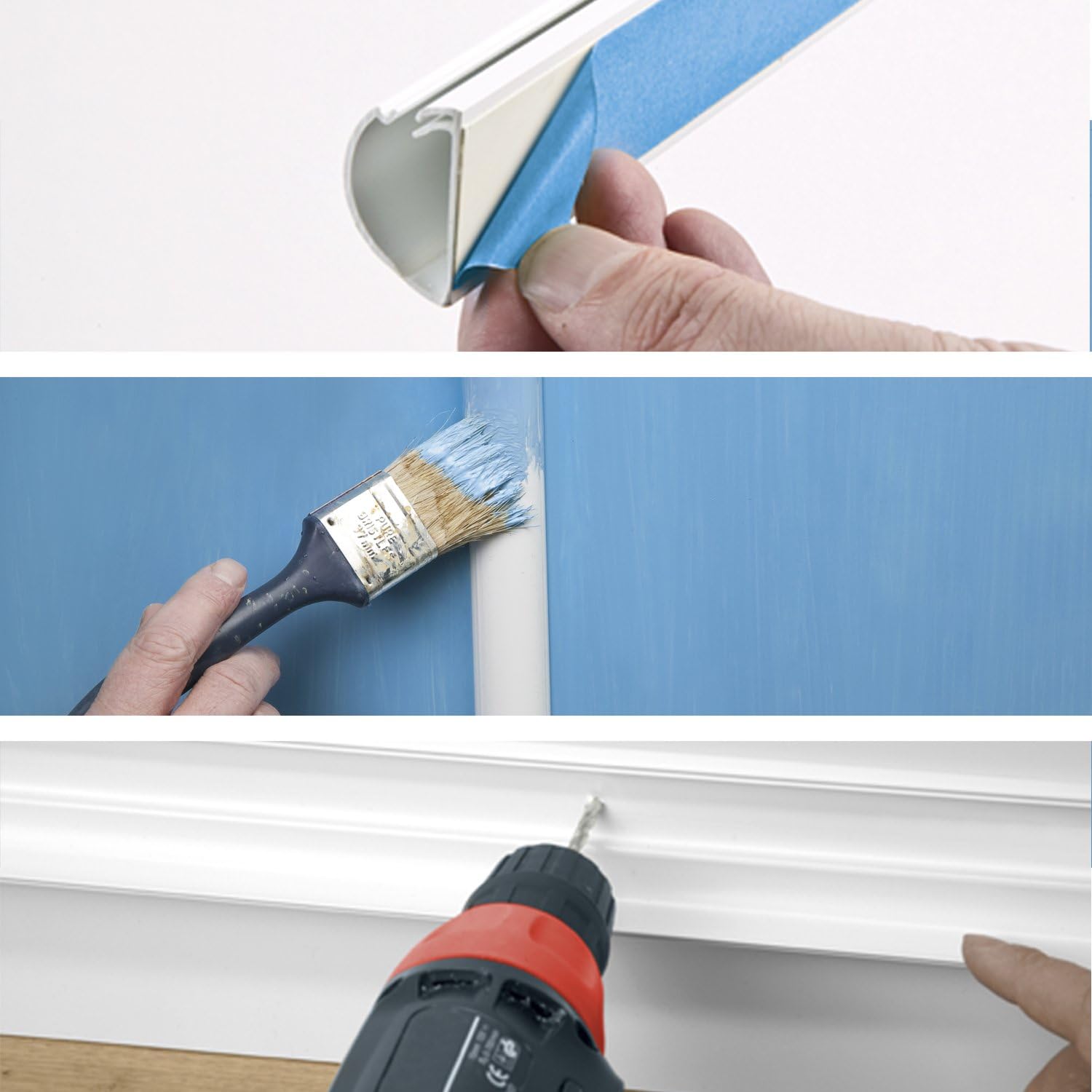 D-Line White Cable Raceway On-Wall Cord Cover, 39 Inch Medium Paintable Channel to Hide and Conceal Cords, Cables, or Wires - Cable Management 0.75 (W) x 0.39 (H), Pack of 8