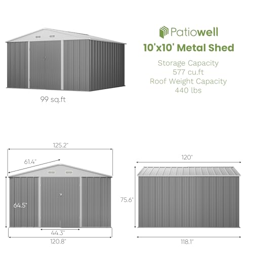 Patiowell 3 x 3 FT Outdoor Storage Shed,Small Garden Tool Storage Shed with Sloping Roof and Single Lockable Door, Outdoor Shed for Backyard Garden Patio Lawn, Grey