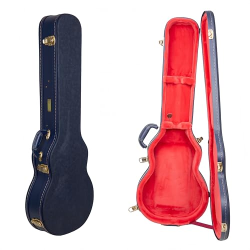 Crossrock Relief Series 335 Guitar Case for ES-335 & Semi-Hollow Electric Guitars | Carved Smoke Blue Finish, Monochrome Blue Velvet Interior, Lock – Premium Wooden Hardshell