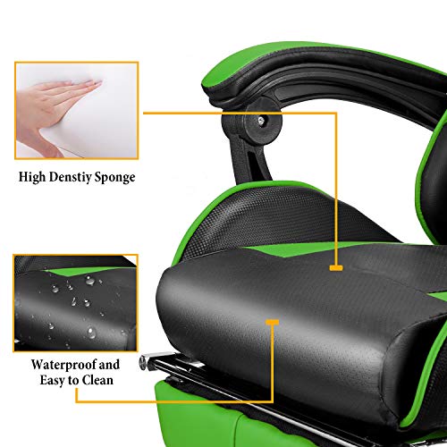 Soontrans White Gaming Chairs with Footrest,Ergonomic PC Computer Game Chair,Home Office Desk Chair with Headrest and Lumbar Support Gamer Chair for Adult
