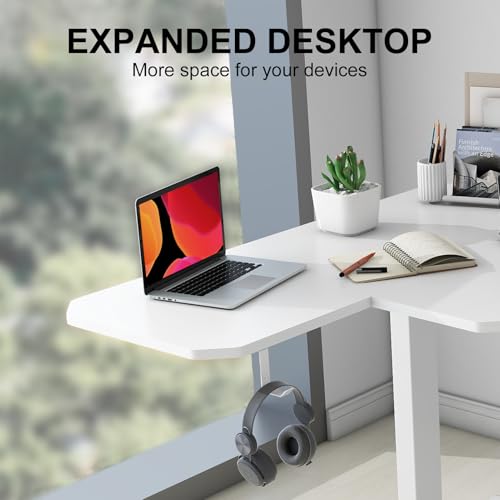 Dual Motor L-Shaped Standing Desk Height Adjustable, 59" Height Adjustable Electric Sit to Stand Desk, Stand Up Computer Desk for Home Office with Splice Board