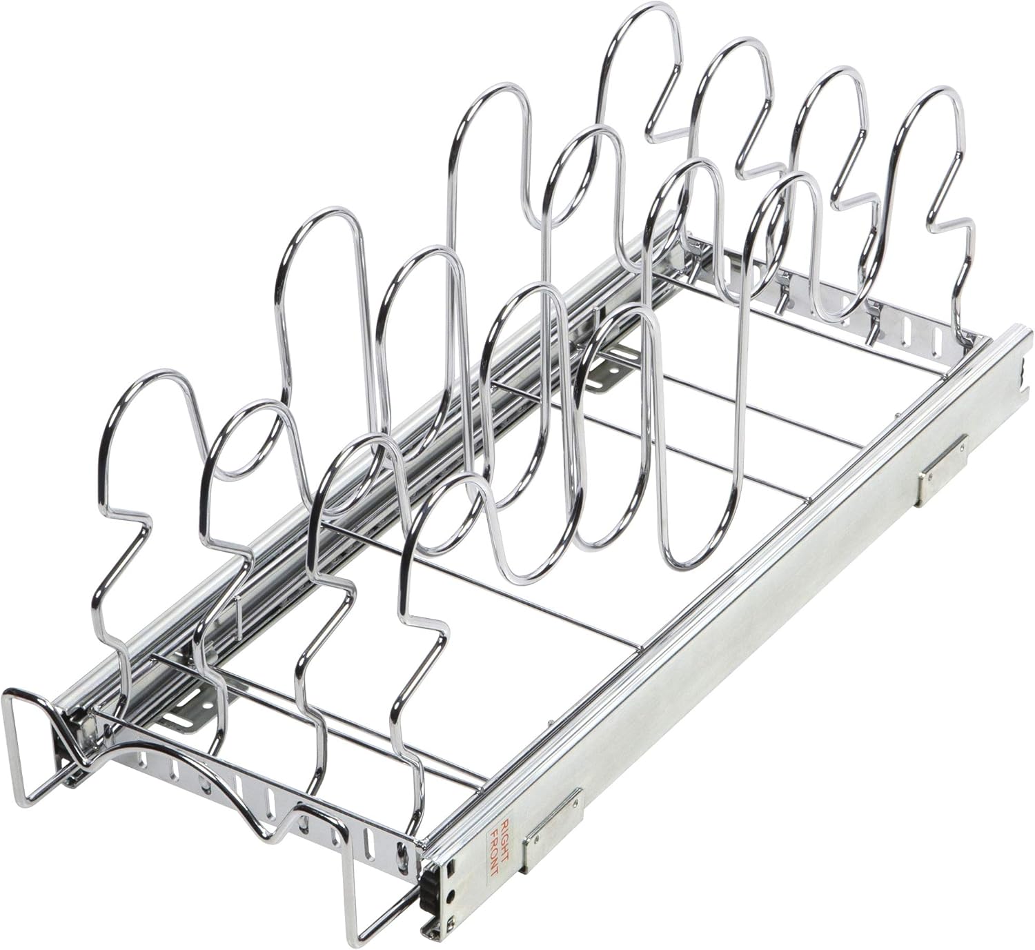 Pull Out Pan Lid Organizer Rack for Cabinet - Pull Out Organizer for Pots, Pans, Lids, Sliding Storage Rack -7" W X 21” D X 8" H, Requires at least 9" Cabinet opening - Heavy Duty Construction, Chrome Pack of 2