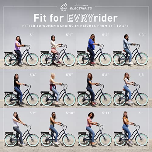 sixthreezero EVRYjourney Women's Electric Bike, Step-Through Touring Hybrid eBike, 250/500 Watt Motor, 26" Bicycle, Multiple Colors