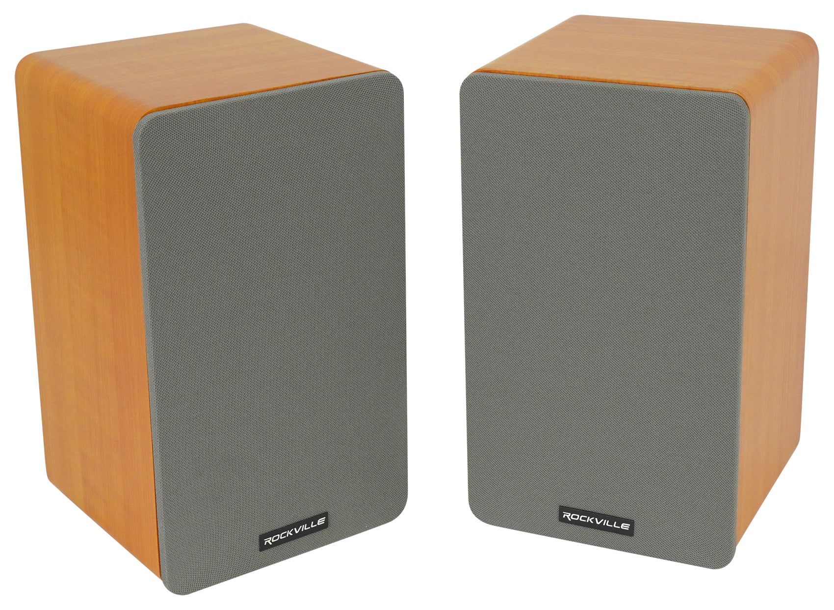 Rockville RPA60BT Receiver+(2) 5.25" Wood Bookshelf Speakers+36" Wood Stands + Rockville R14GSBR100 Red/Blk 14 Gauge 100' Ft. Mini Spool Car Audio Speaker Wire