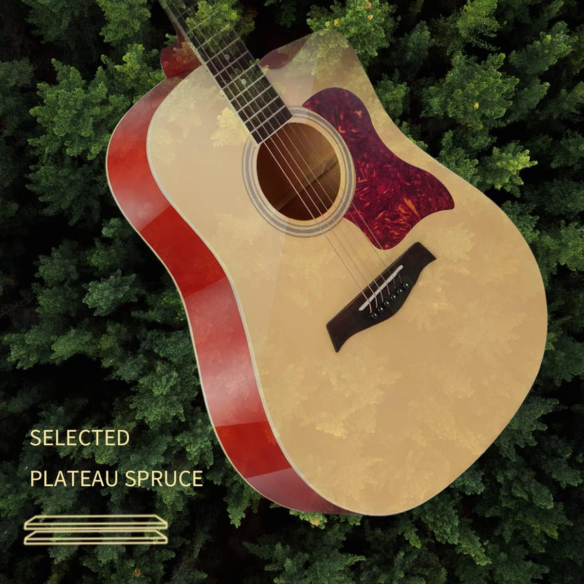 AODSK 41inch Acoustic Guitar Beginner Full Size 41 Inch Guitar+Guitar Foot Stool