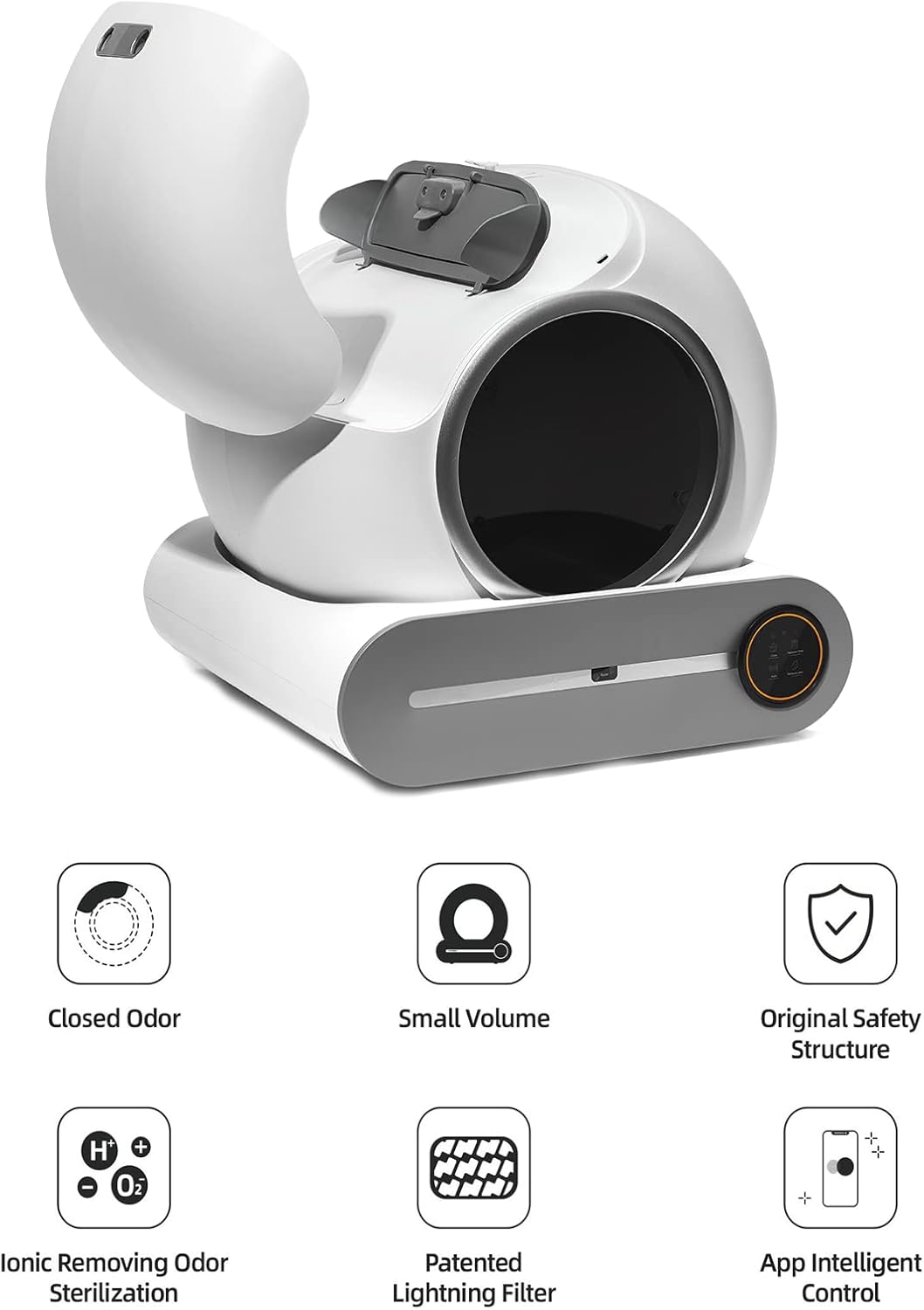 【New】 Automatic Cat Litter Box, Extra Large 65+9L Self-Clean/Free-Scoop Litter Box Robot Toilet, Safety Protection/APP Control/Odor Isolation, with Mat/Bag/Brush for Multiple Cats from 2 to 17LB