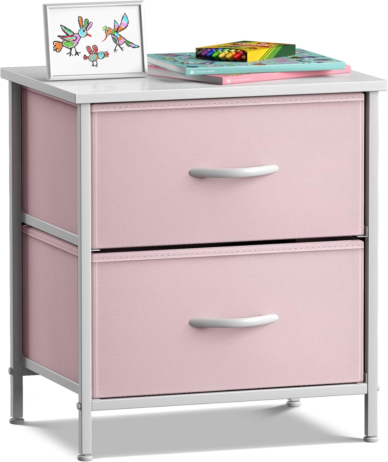 Sorbus Kids Dresser with 6 Drawers and 2 Drawer Nightstand Bundle - Matching Furniture Set - Storage Unit Organizer Chests for Clothing - Bedroom, Kids Rooms, Nursery, & Closet (Pink)