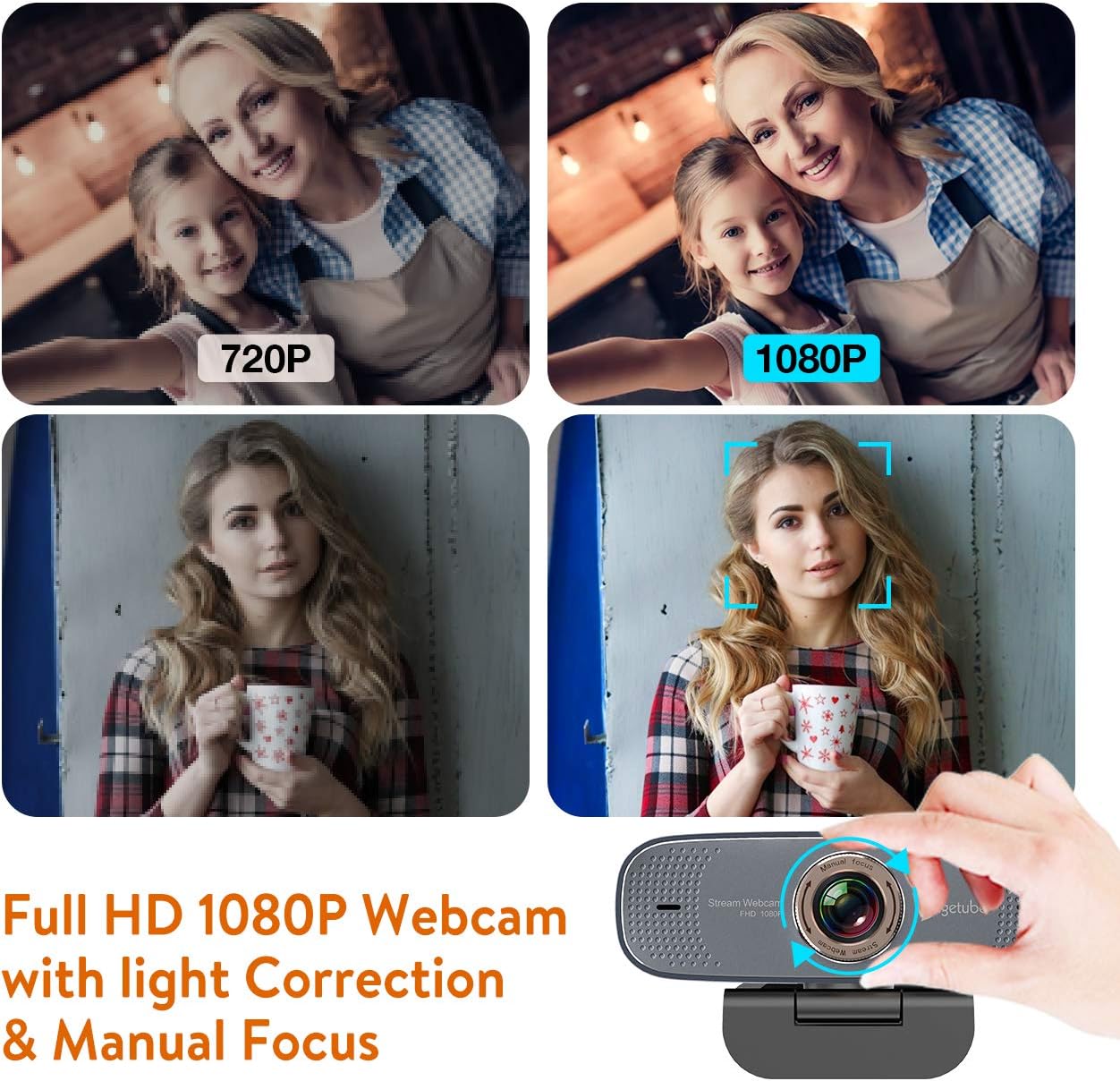 1080P Web Camera - Angetube HD Webcam with Microphone - USB Computer Camera with 90-Degree Wide Angle, Plug and Play for Zoom | Skype | Teams | Streaming | Video Calling