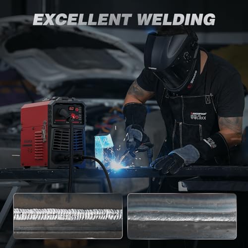 ARCCAPTAIN MIG Welder, 200Amp 6 in 1 Gas MIG/Gasless Flux Core MIG/Stick/Lift TIG/Spot welding/Spool Gun 110V/220V Aluminum Multi Process Welding Machine with LED Digital Display, Burn Back Adjustment