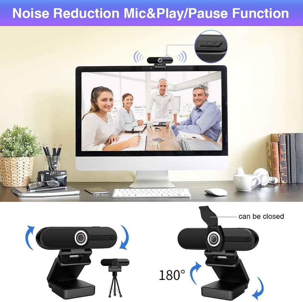 4K Webcam with Microphone,8 Megapixel Web Cam,Ultra HD Web Camera for Computers,Webcam for Laptop Desktop,USB Webcam with Privacy Cover,Pro Streaming Webcam for Video Calling