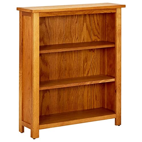 3-Tier Bookcase Solid Oak Wood, Wooden Bookshelf cabinets Display Shelves Organizer for Books, Magazines, documents, CDs, Records, collectables Home Office, 27.6"x8.9"x32.3"