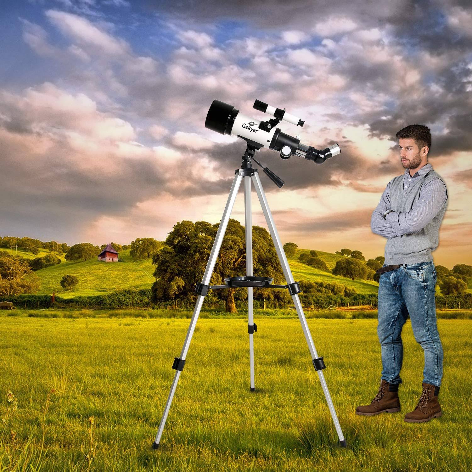 Gskyer Telescope, Travel Scope, 70mm Aperture 400mm AZ Mount Astronomical Refractor Tel
