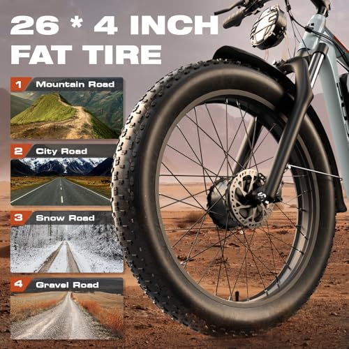 3000W Dual Motors Electric Bike for Adults, 52V 25Ah 26" Fat Tire Fast 36 mph up to 100 Miles Full Suspension Hydraulic Brake Class 3 AWD Off Road Mountain Hunting Ebike
