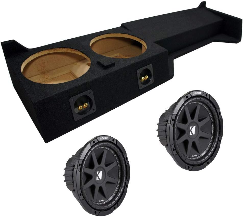 Compatible with Nissan Frontier 05-12 Crew Cab Truck Dual 10 Kicker C10 Subwoofer Sub Box Enclosure 600 Watts Peak