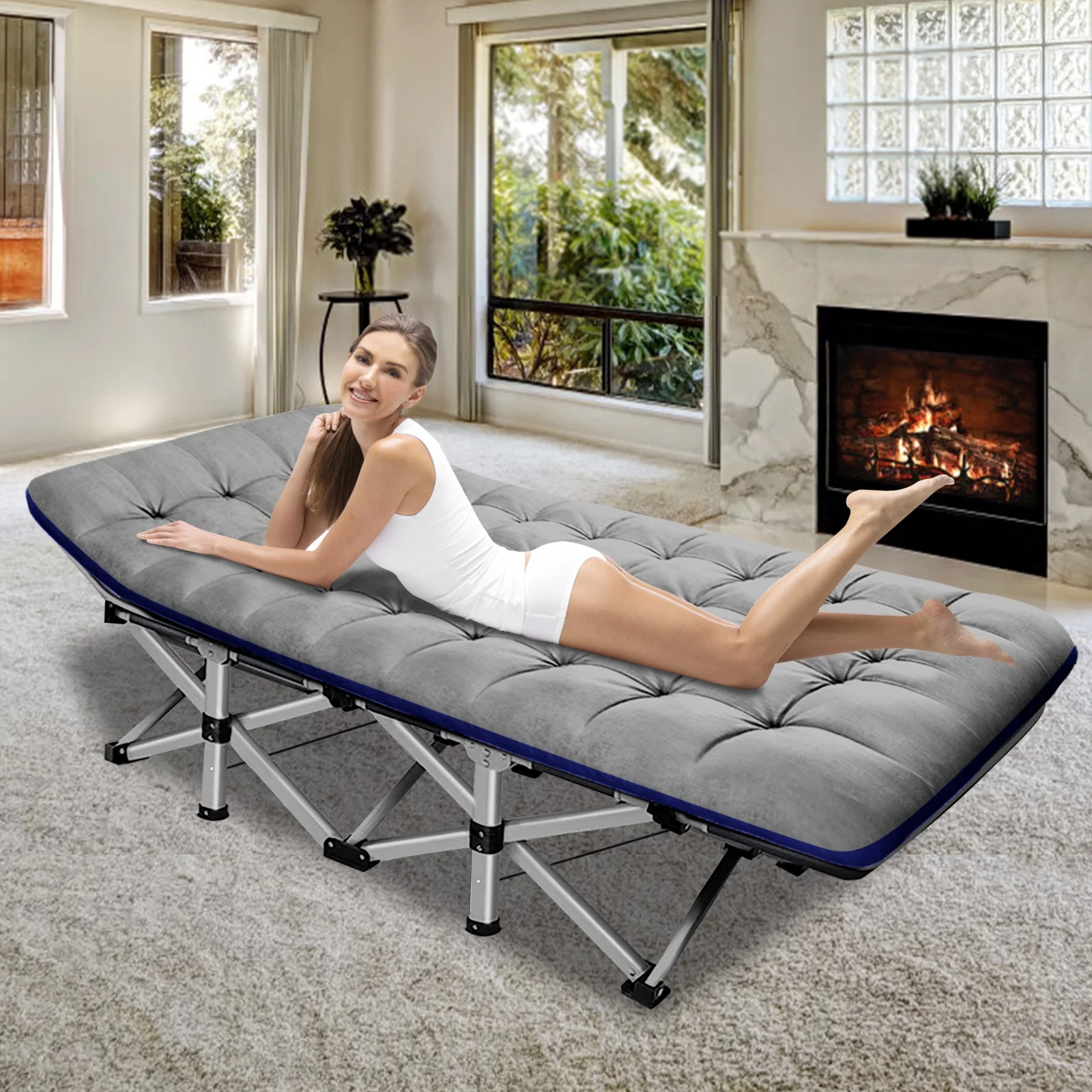 Lilypelle Folding Camping Cot for Adult，Portable Fold Up Cot， Sleep Cot for Home/Office/Hospital