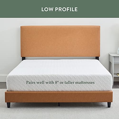 Edenbrook Platform Bed with Headboard – No Box Spring Needed – Faux Leather Upholstered Platform Bed Frame – Low Profile – Easy Assembly – Black – Full Size