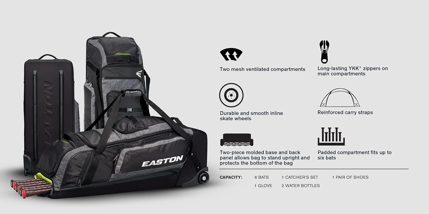 Easton | TANK PRO Wheeled Equipment Bag | Baseball/Softball | Black