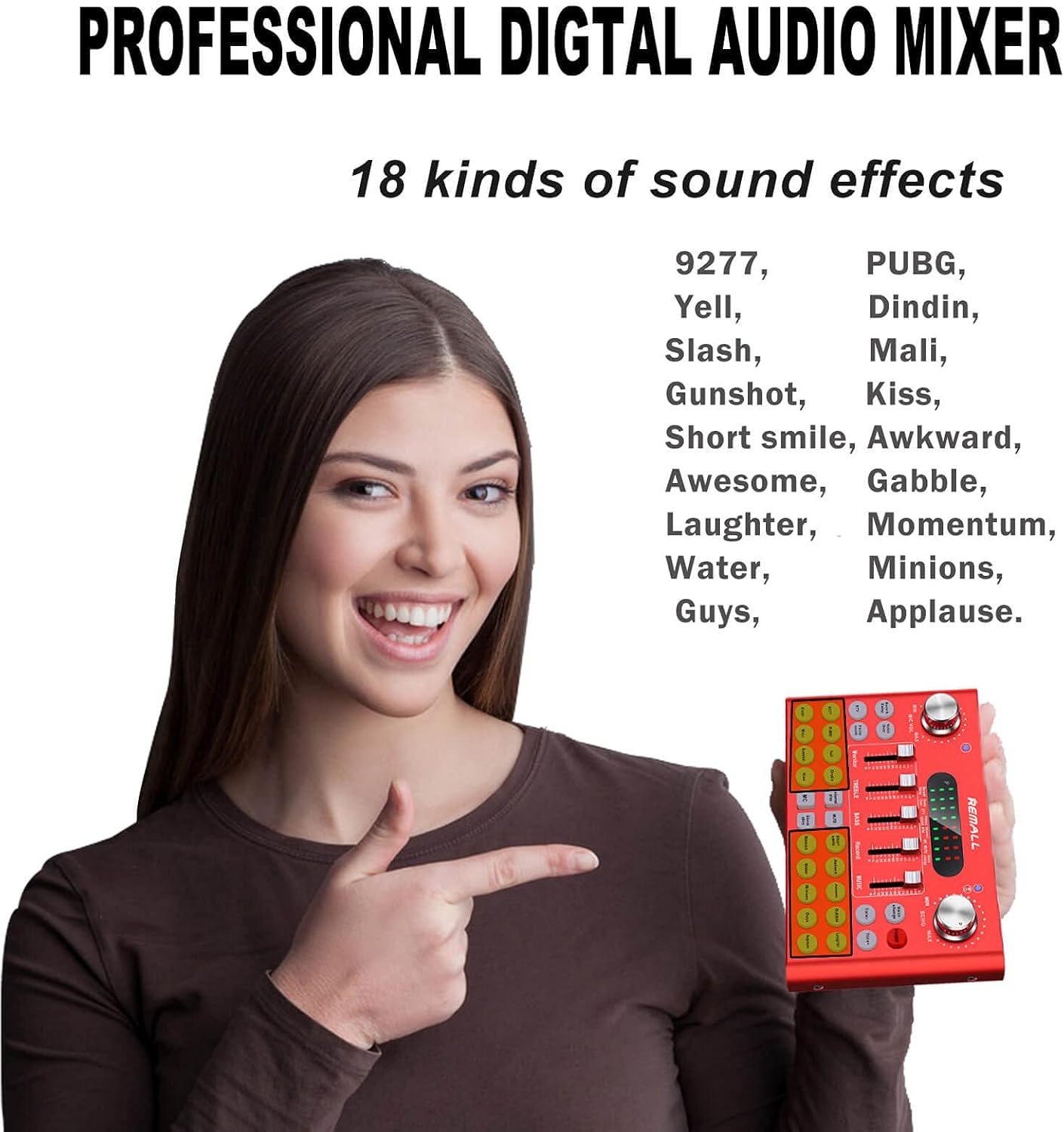 REMALL Podcast Equipment Bundle, V8 Sound Card With Audio Mixer for Streaming, Sound Card for Microphone with Voice Changer Sound Effects Board,Sound Mixer for Streaming Gaming Phone PC