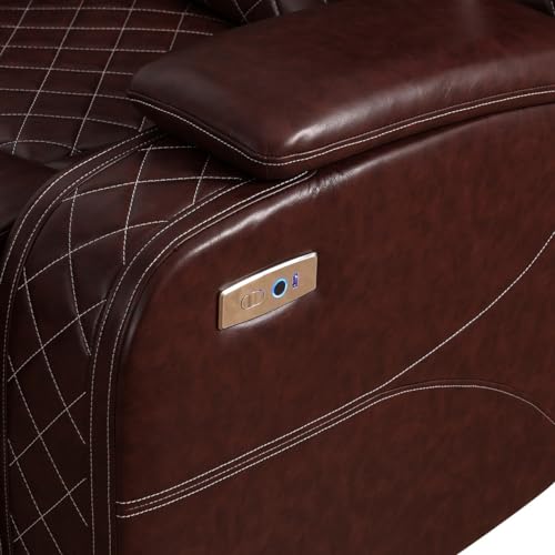 Brown Breathing Leather 3-Piece Living Room Recliner Sofa Set for Living Room/House/Bedroom/Office/Apartment(Brown,GN4633-L)