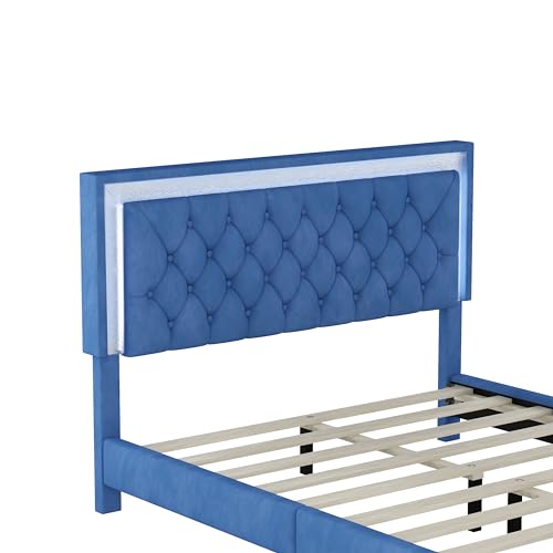 Modern 3-Pieces Bedroom Sets, Queen Size Upholstered Platform Bed with Crystal Tufted Headboard and 2 Nightstands, Sturdy Slats Support for up to 700lbs (Grey-3vs)