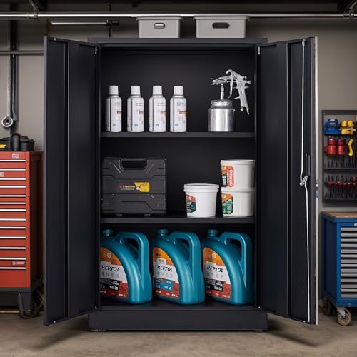 Metal Garage Storage Cabinet, Lockable Metal Cabinets with Shelves and Doors, 42" Metal Cabinet with Lock File Cabinets for Office,Garage,Kitchen,Home,School,42" x25.6Wx13.8D