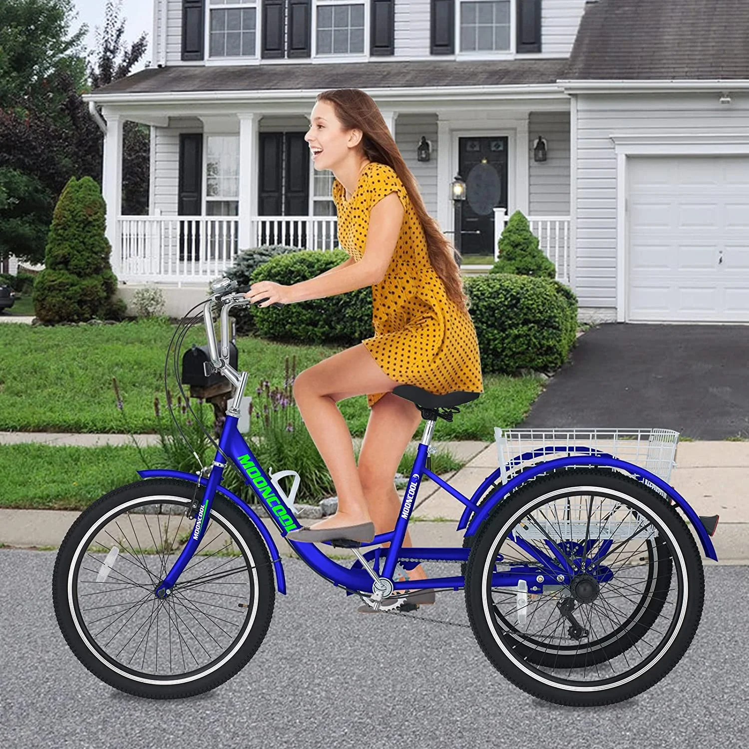 Docred Adult Tricycle 7 Speed 24 Inch Three Wheel Bike Cruiser Trike for Men/Women/Seniors