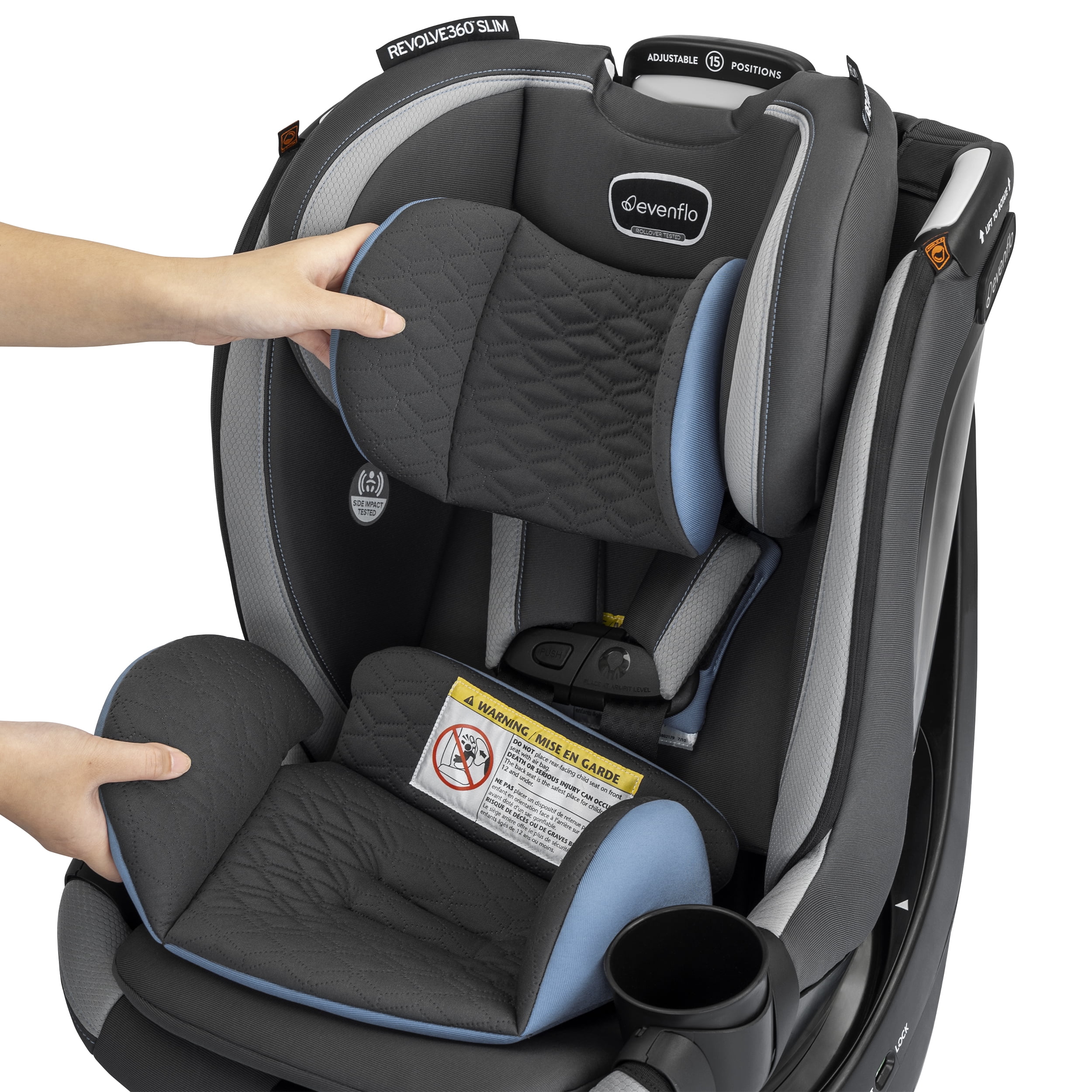Revolve360 Slim 2-in-1 Rotational Car Seat with Quick Clean Cover (Stow Blue)