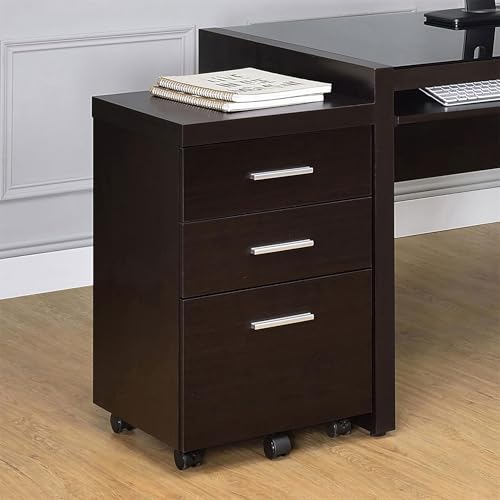 3 Drawer Mobile File Cabinet with 5 Wheel Versatile Storage Cabinet Under Desk Office for Home School Studio Anti-Tilting Wheels Design Vertical Filing Organization Cabinets Cappuccino
