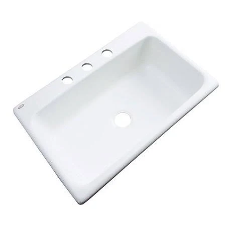 Solidcast 548300 Wilmington 33x22 L x 22x22 W Drop-In Kitchen Sink Finish: White, Faucet Drillings: 3 Hole