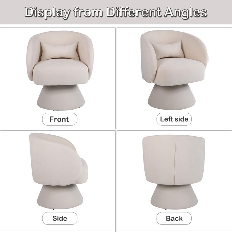 Swivel Barrel Chair, Modern Round Swivel Accent Chair Upholstered 360°Swivel Chairs for Living Room, Comfy Accent Arm Chairs for Nursery, Bedroom, Office (Linen, Teal)