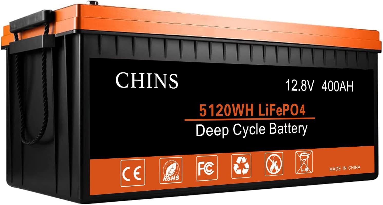 LiFePO4 Battery 12V 400Ah Lithium Battery - Built-in 250A BMS, 2000+ Cycles, Each battery Can Support 5120W Power Output, Perfect for RV, Solar, Home Storage and Off-Grid