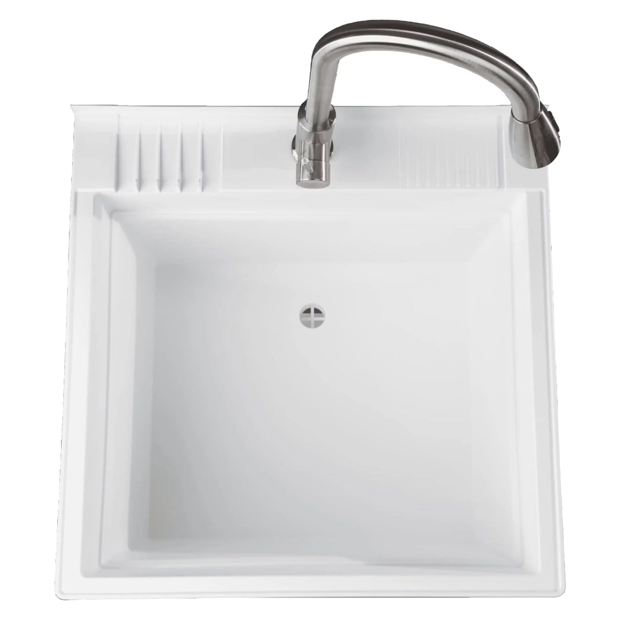 UTILITYSINKS Plastic 24" Freestanding Compact Workshop Utility Sink, White