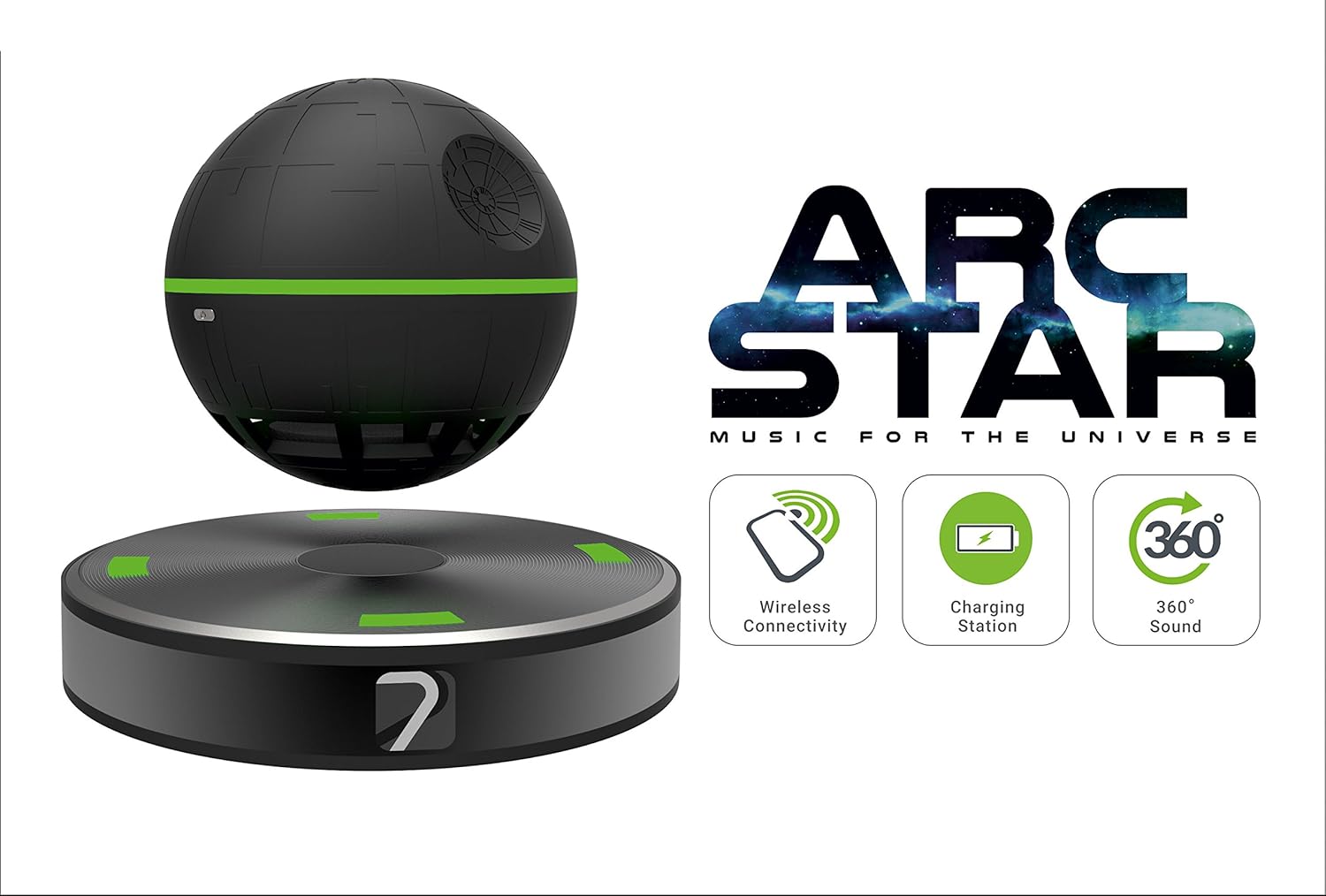 Arc Star Floating Speaker | Bluetooth and NFC | Smartphone Charger | 360° Sound