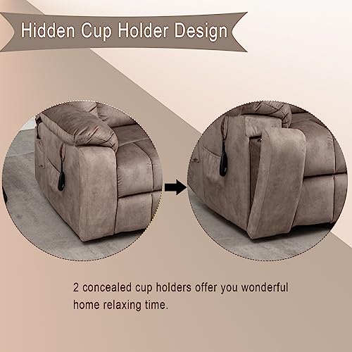 Power Lift Chair Lay Flat Recliner Infinite Position Electric Dual Motor Stand Up Lift Chair with Massage and Heat for Adults,Heavy Duty Recliners with 2 Remote Controls and Two Cup Holders