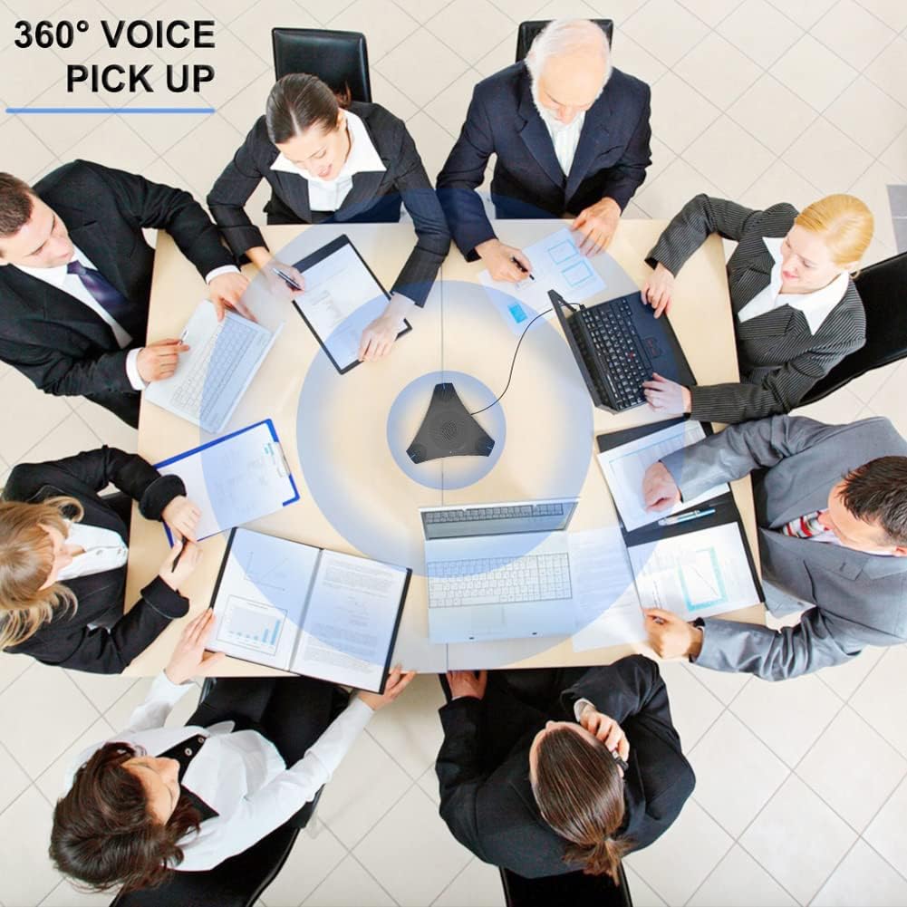 Conference Microphone USB Conference Speaker, Omnidirectional Microphone with Noise Reduction and Echo Cancellation for 8-10 People Business Conference, Home Office,Compatible with Leading Platforms