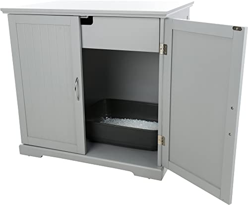 TRIXIE XL Wooden Litter Box Enclosure with Storage Drawer, for Standard or Large Size Litter Box, White (40236)