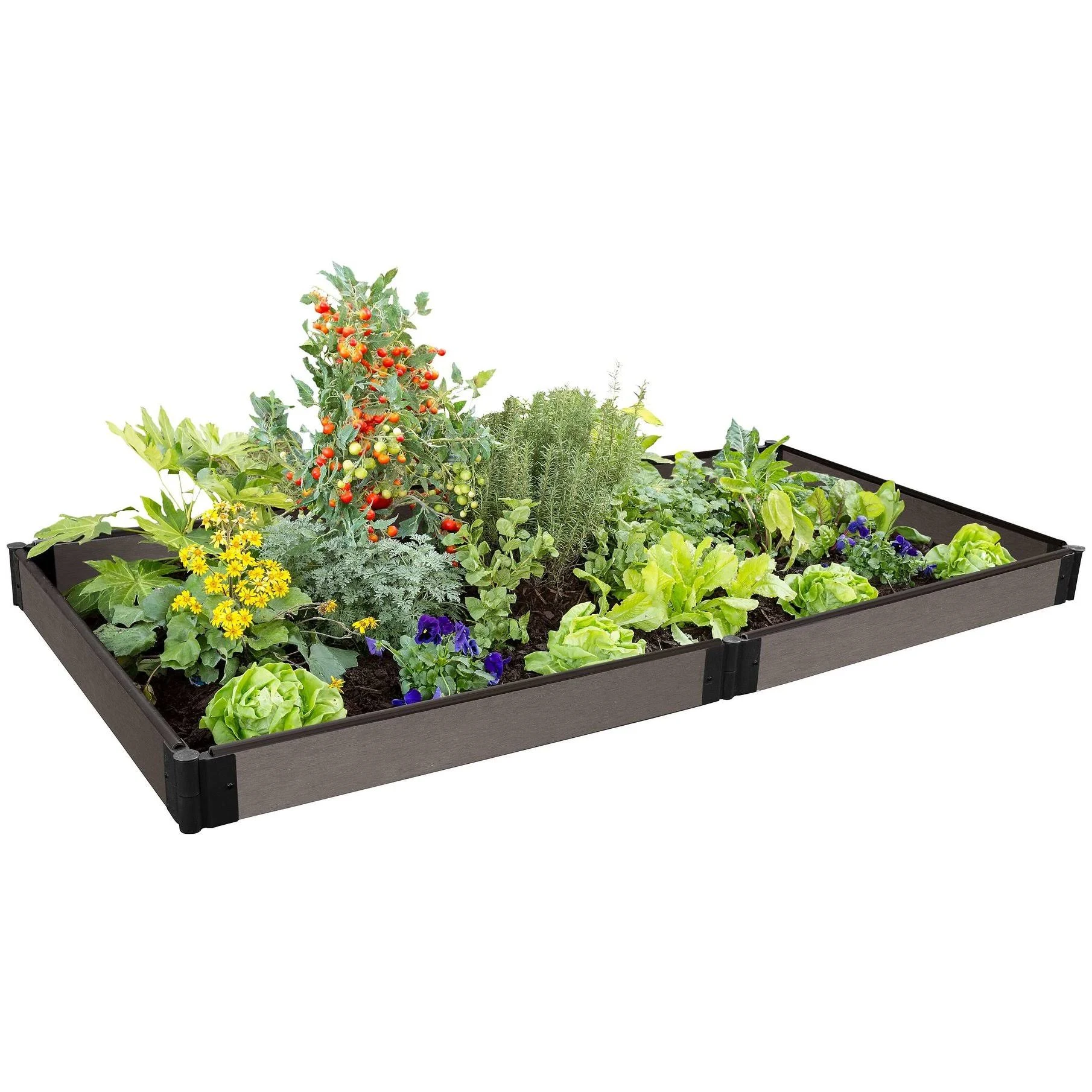 Frame It All Tool-Free Weathered Wood Raised Garden Bed 4& x 8& x 5.5 1 Profile