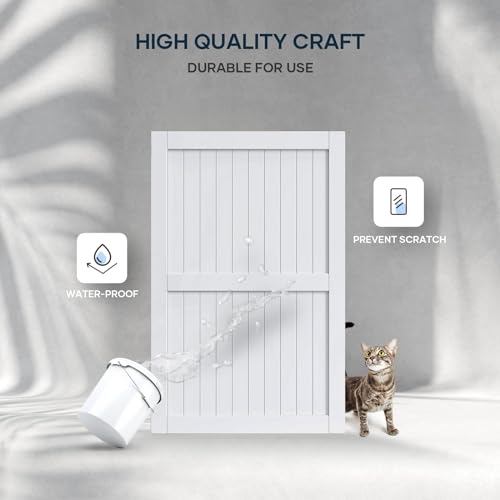 EaseLife 54 x 84 inch White Barn Door with 9FT Sliding Door Hardware Kit Included & Handle,Solid Wood Covered with Waterproof PVC Surface,DIY Assemblely,Easy Install,H-Frame,Fit 50-52in Wide Opening