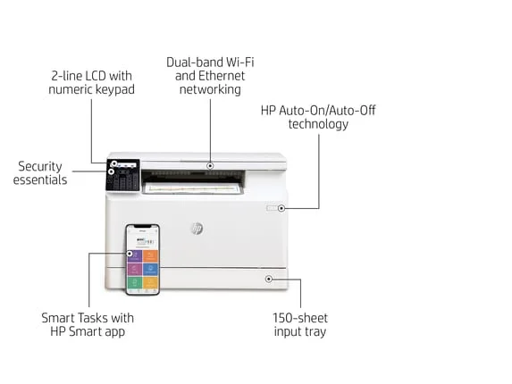 HP Color LaserJet Pro MFP M182nw Laser Printer, Color Mobile Print, Copy, Scan