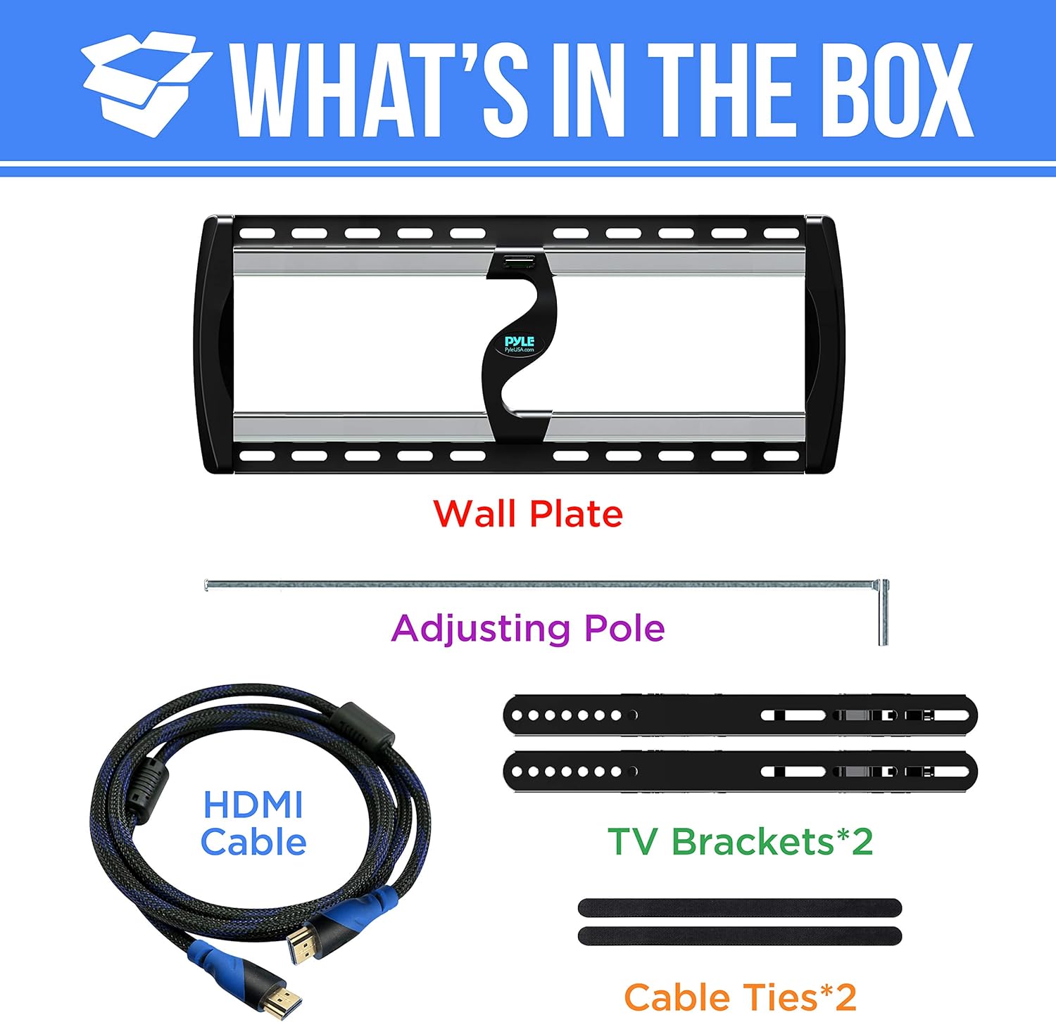 Tilting Wall Mount TV Bracket - Heavy Duty Universal Flat Screen TV Wall Mount - Mounts 26-52" LED/LOLED & Plasma TV Flat Screens - Medium Tilt, VESA Mounting, 110 lbs Weight Capacity - PYLE PYWM24 Pack of 2