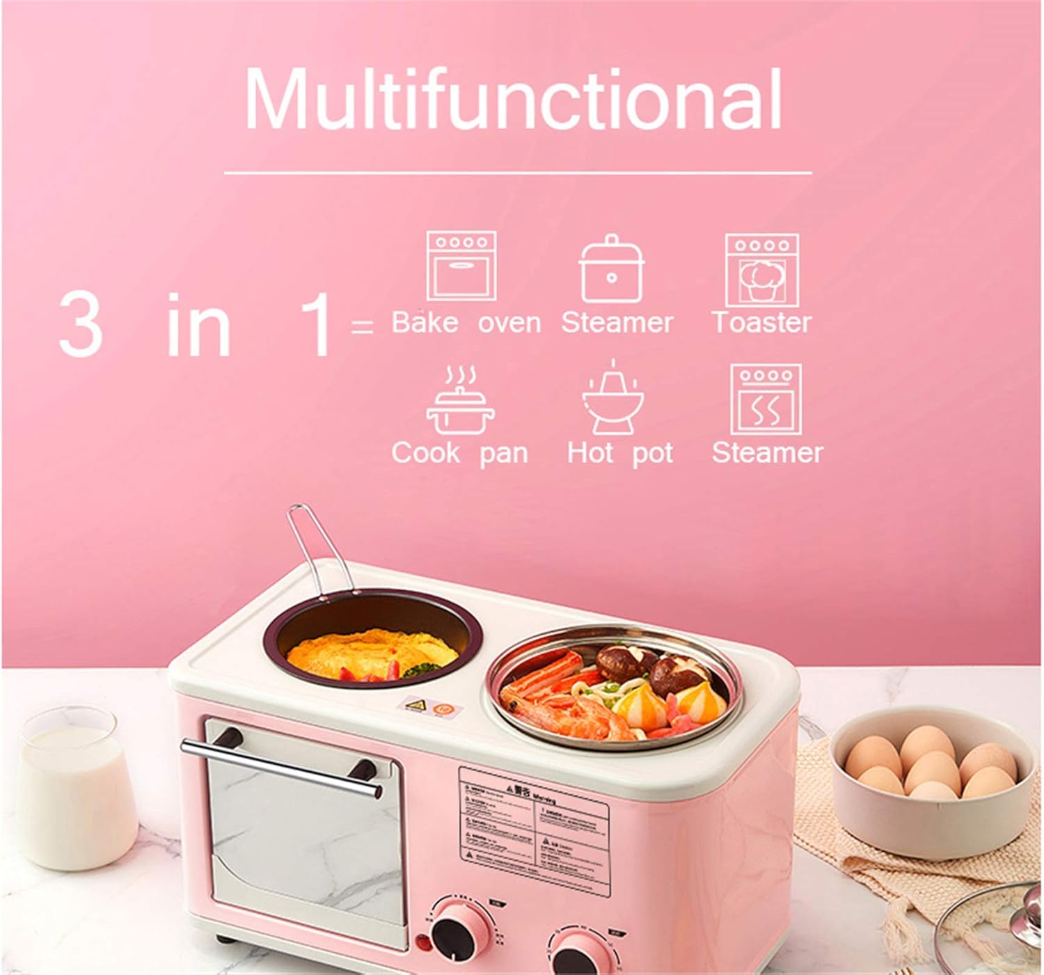 Oven Built in Electric Single Oven - Stainless Steel Premium Convection Halogen Oven Cooker Mini Oven and Grill Ideal for Roasting,Baking Happy Life