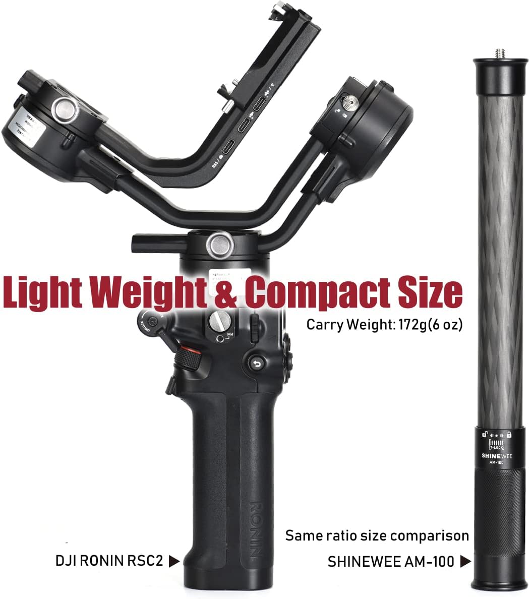 Carbon Fiber Extension Pole,Fast Twisting Lock 4 Section Tube,1/4 Screw Mount Compatible with Camera Phone Gimbal Video Stablizer,Lightweight Camera Stick for Photography