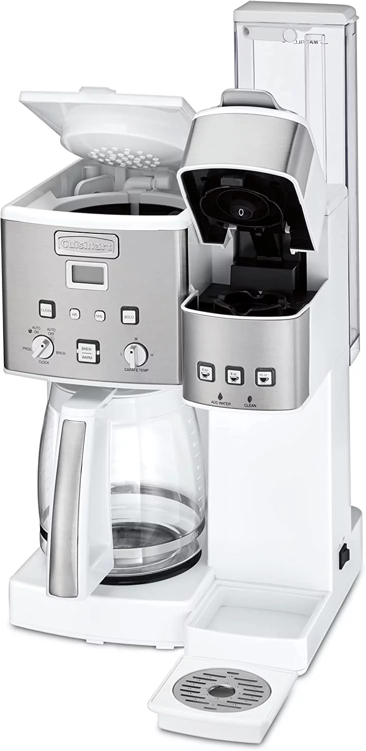 Cuisinart SS-15W Maker Coffee Center 12-Cup Coffeemaker and Single-Serve Brewer, White Stainless Steel