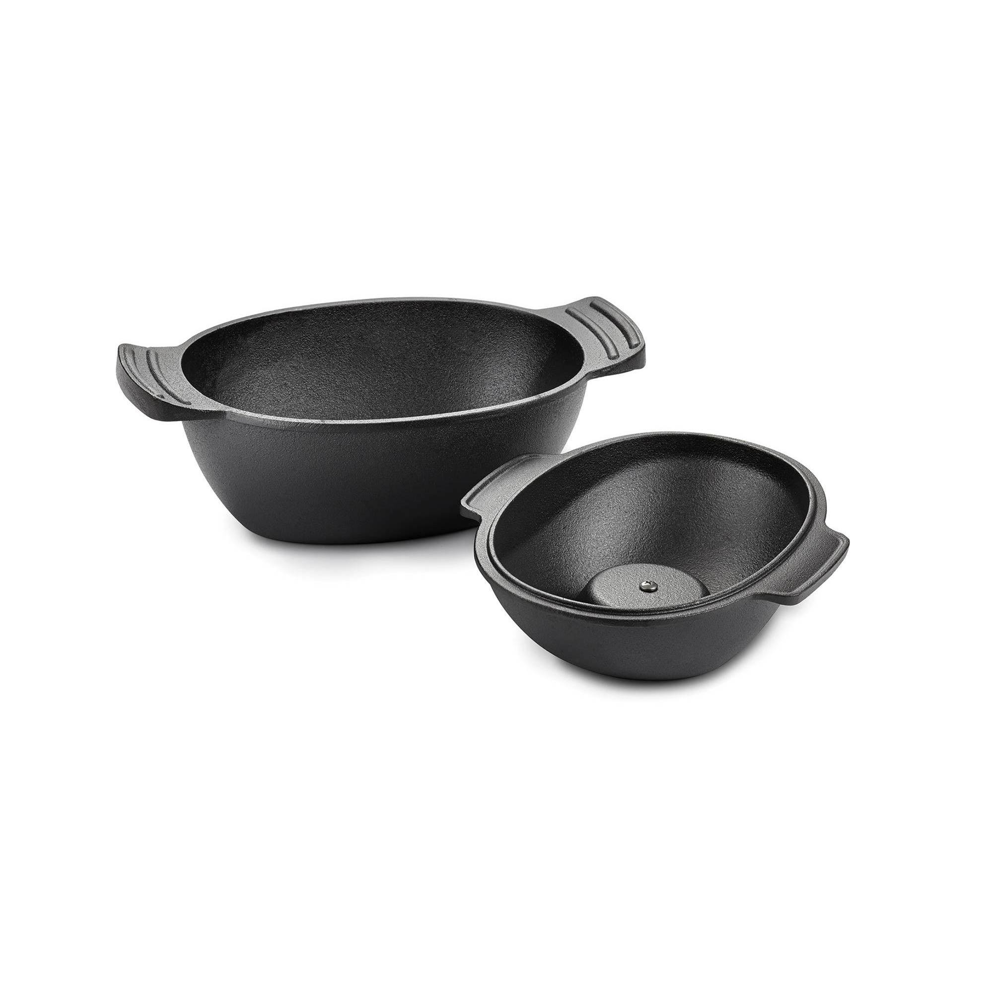 Outset Cast Iron 2.5 Quart Seafood and Mussel Pot with Lid for Empty Shells 76495