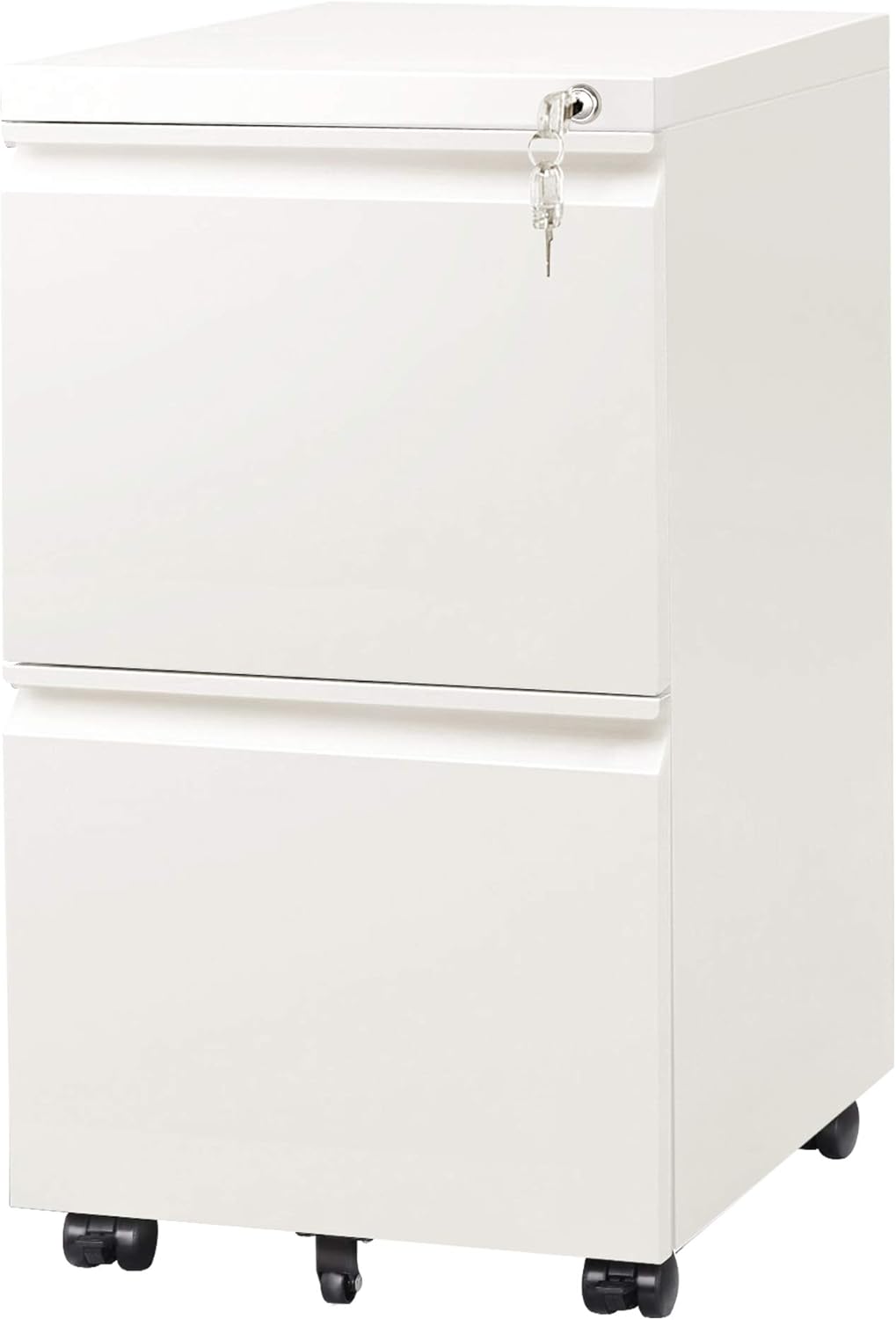 DEVAISE 2-Drawer Mobile File Cabinet with Lock, Commercial Vertical Cabinet, White