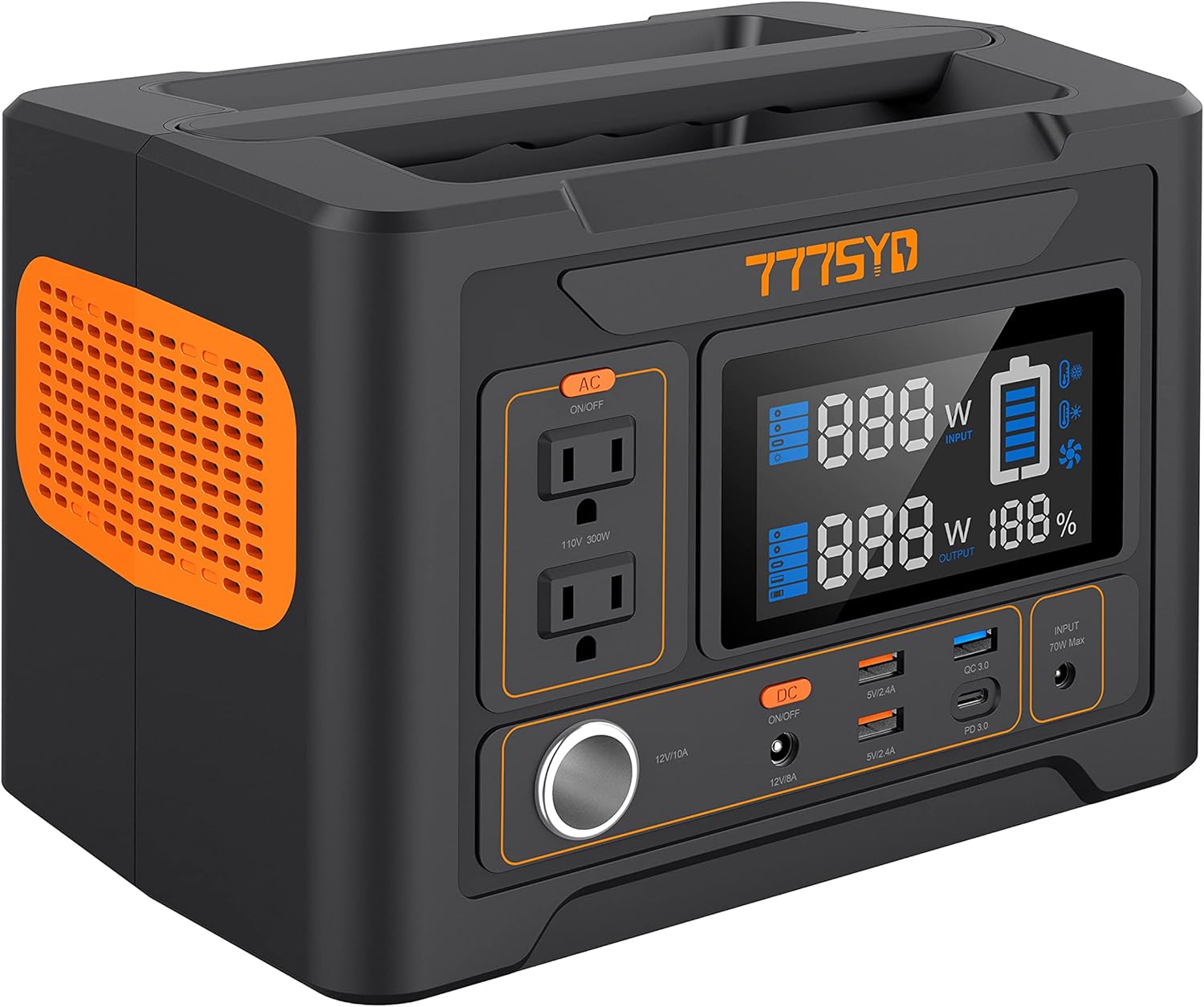 777SYD Portable Power Station 300W, 416Wh Backup Lithium Battery Pack Solar Generator, ship from America, 110V/300 Watt AC Outlet, Power Station for Outdoor Camping Travel CPAP Blackout Emergency