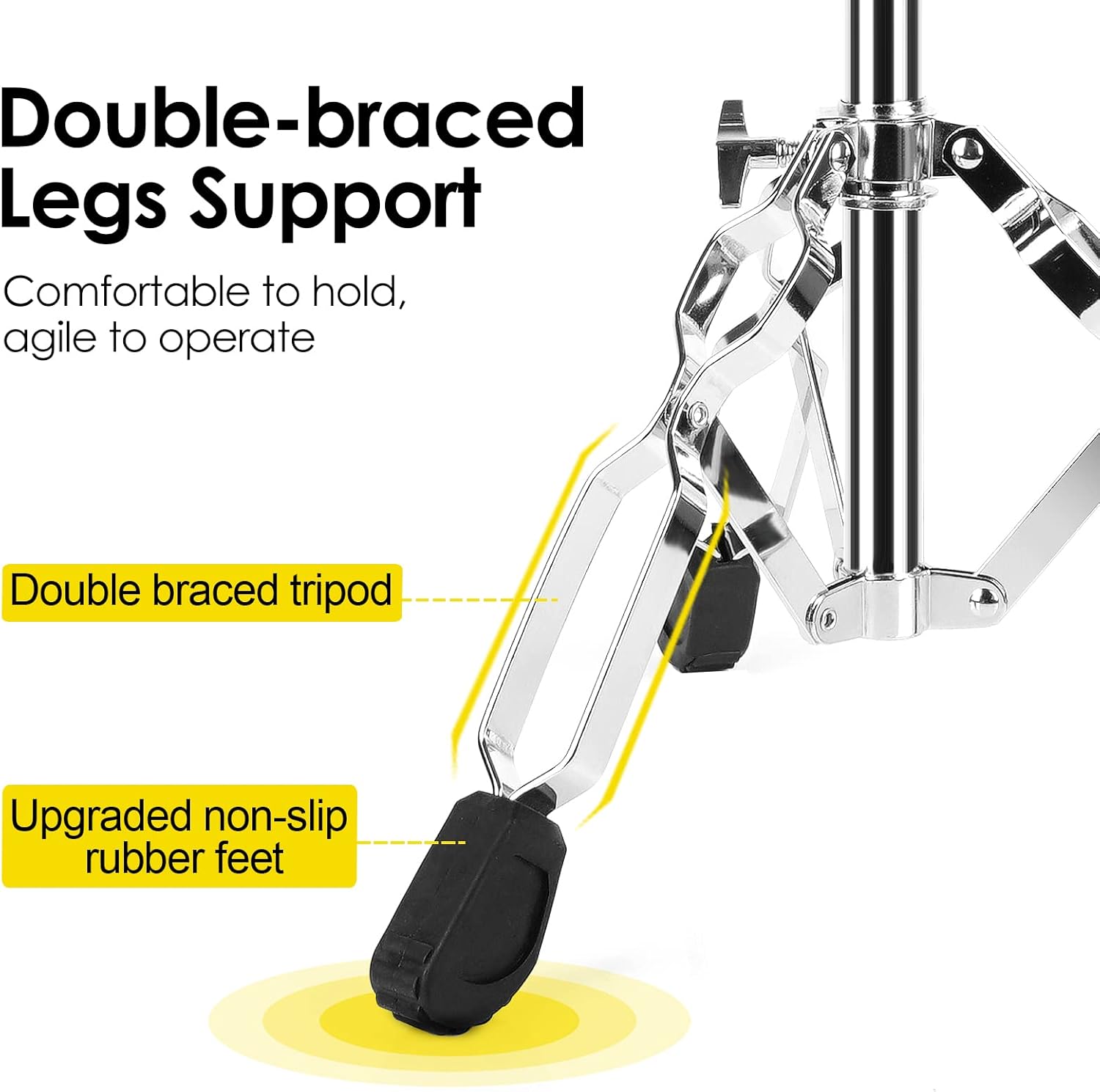 Vangoa Snare Drum Stand Lightweight Double Braced Adjustable Height with Carrying Bag Fit 10 to 15 Dia Drums