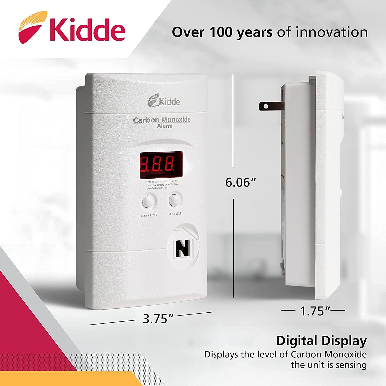 Kidde Nighthawk Carbon Monoxide Detector, AC-Plug-in with Battery Backup, Digital Display, Pack of 2