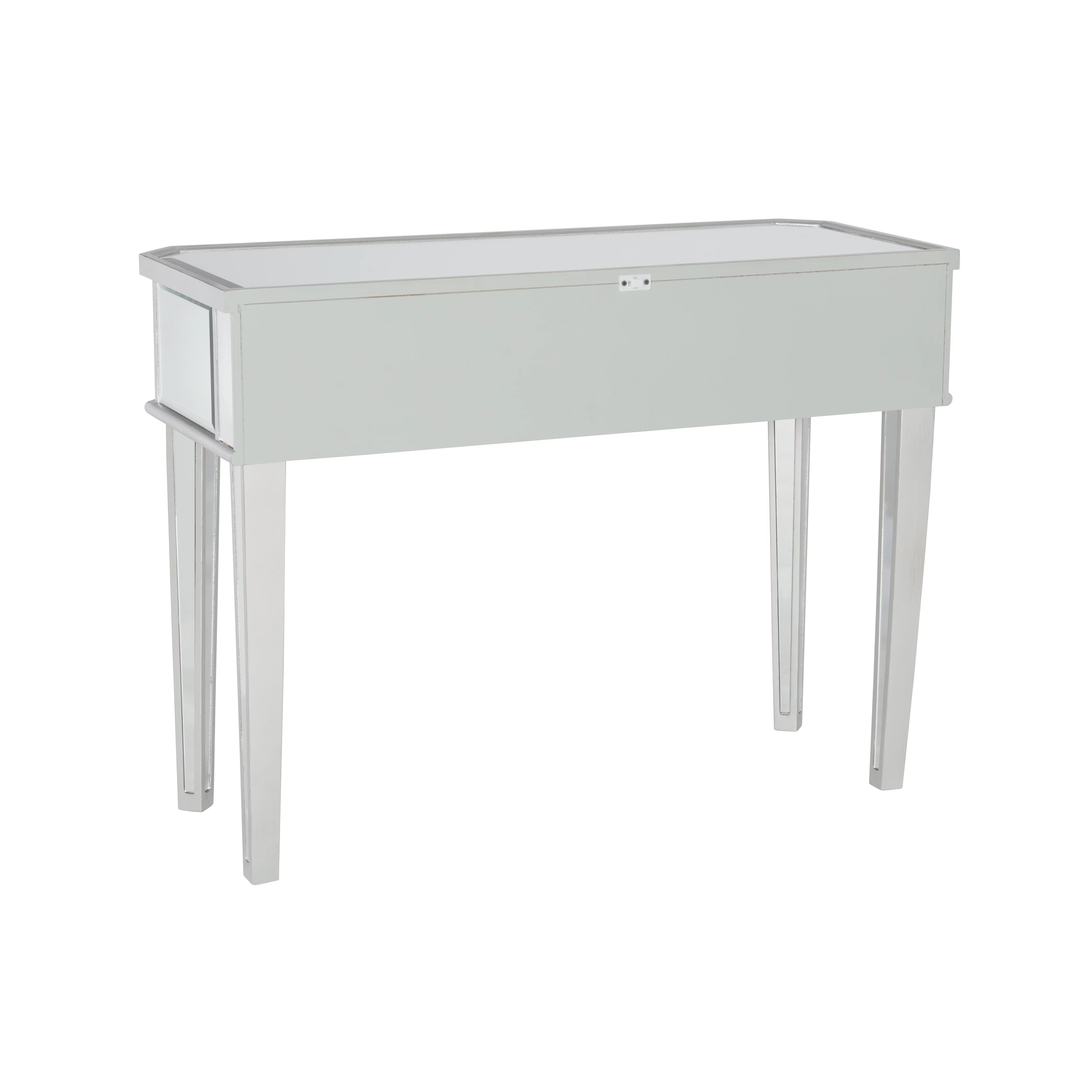 Powell Deville 2-Drawer Indoor Console Table, Mirrored Surfaces and Luxe Silver Wood