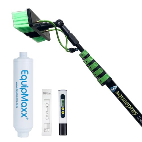 EQUIPMAXX Long Reach Solar Panel Cleaning Brush with Deionized Water Filter, Telescopic Extendable for Roof Mounted Solar Panel and Window Cleaning: Water Fed Pole Cleaning Kit